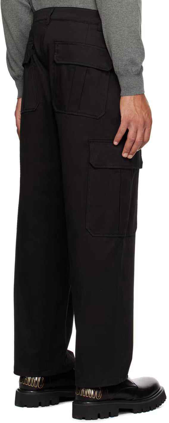 Black Embroidered Cargo Pants