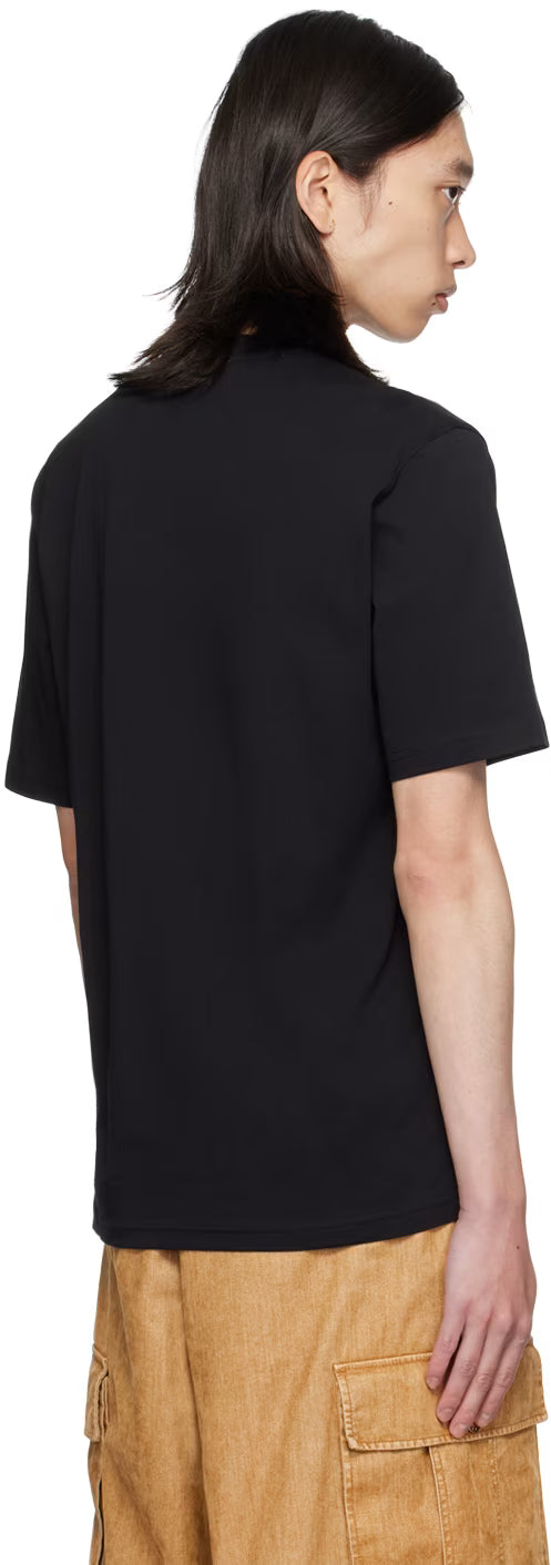 Black Embroidered Upside Down Logo T-Shirt