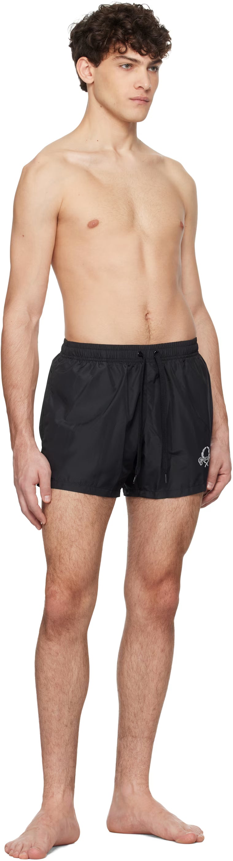 Black Laurel Crown Emblem Swim Shorts
