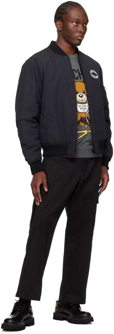Black Long Bomber Jacket