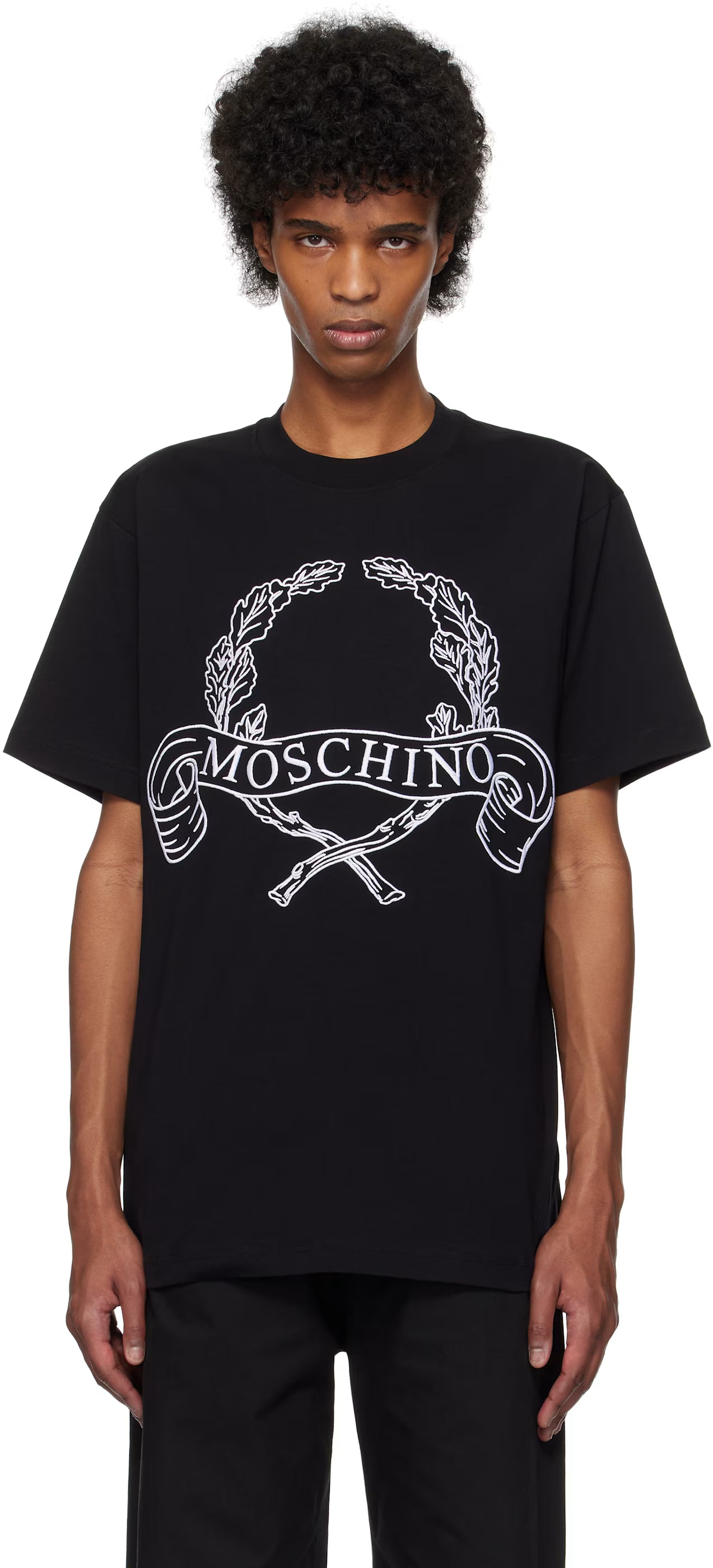 Black Maxi Laurel Crown Embroidery T-shirt