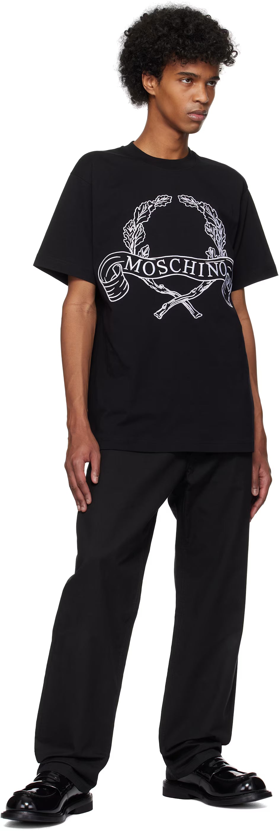 Black Maxi Laurel Crown Embroidery T-shirt