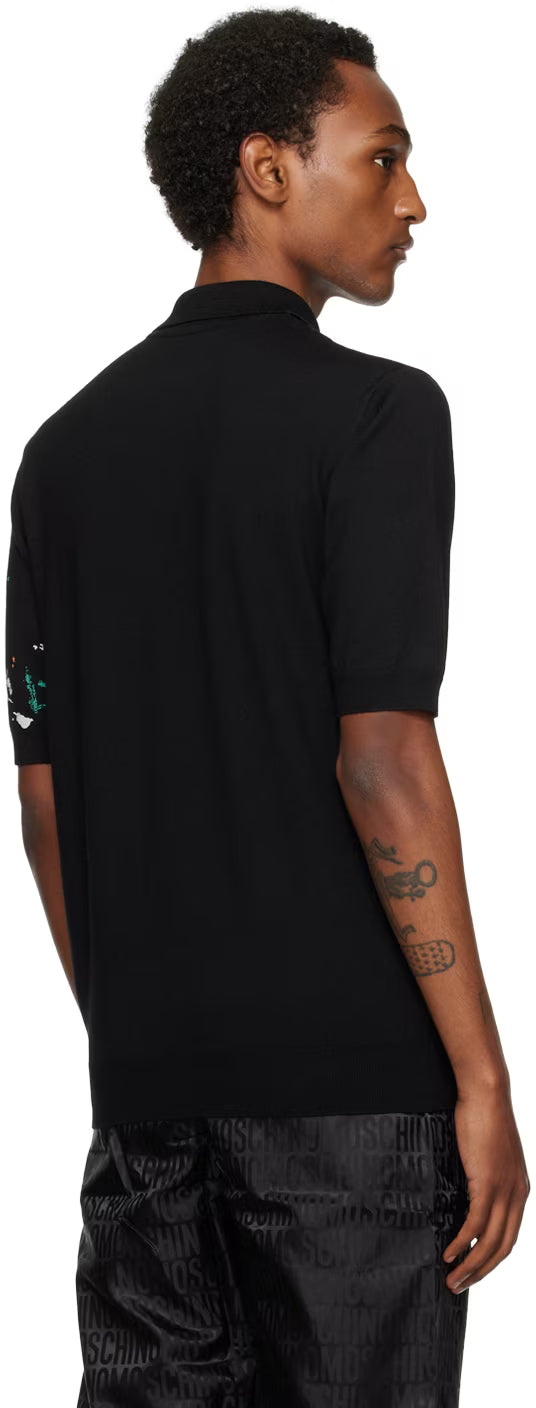 Black Paint Splatter Polo