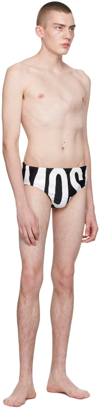 Black Printed Swim Briefs