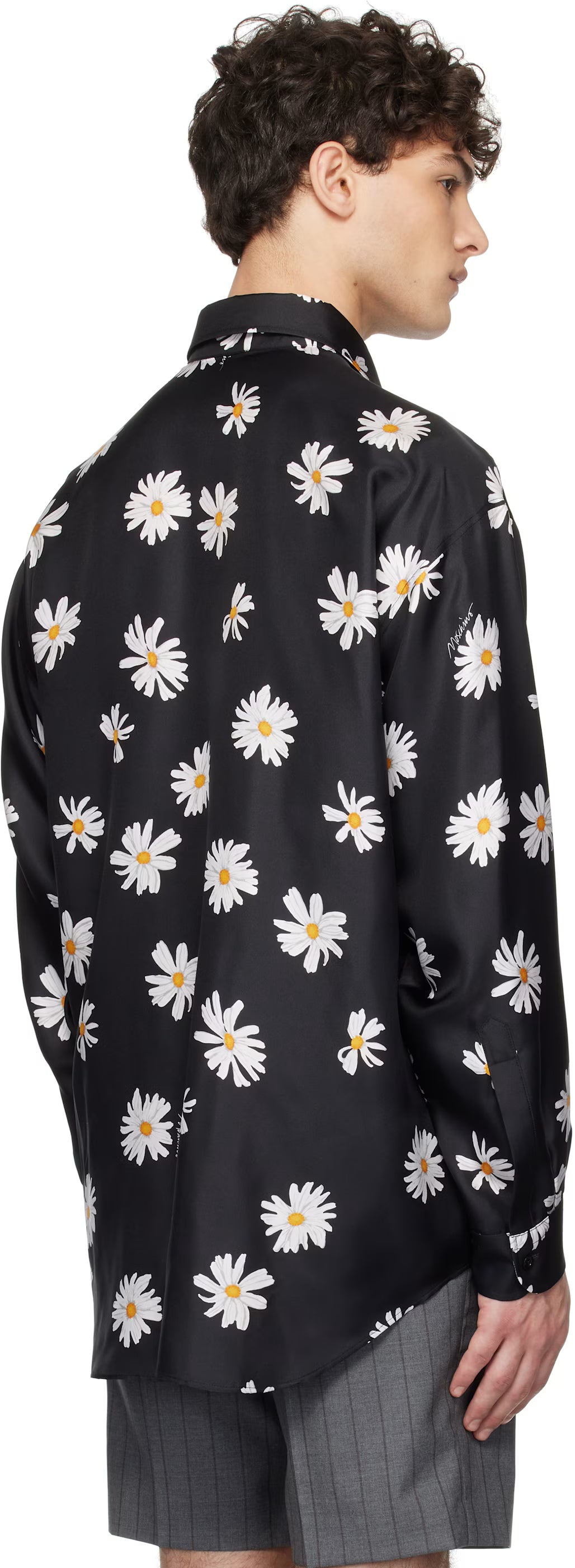 Black Twill Allover Daisy Shirt