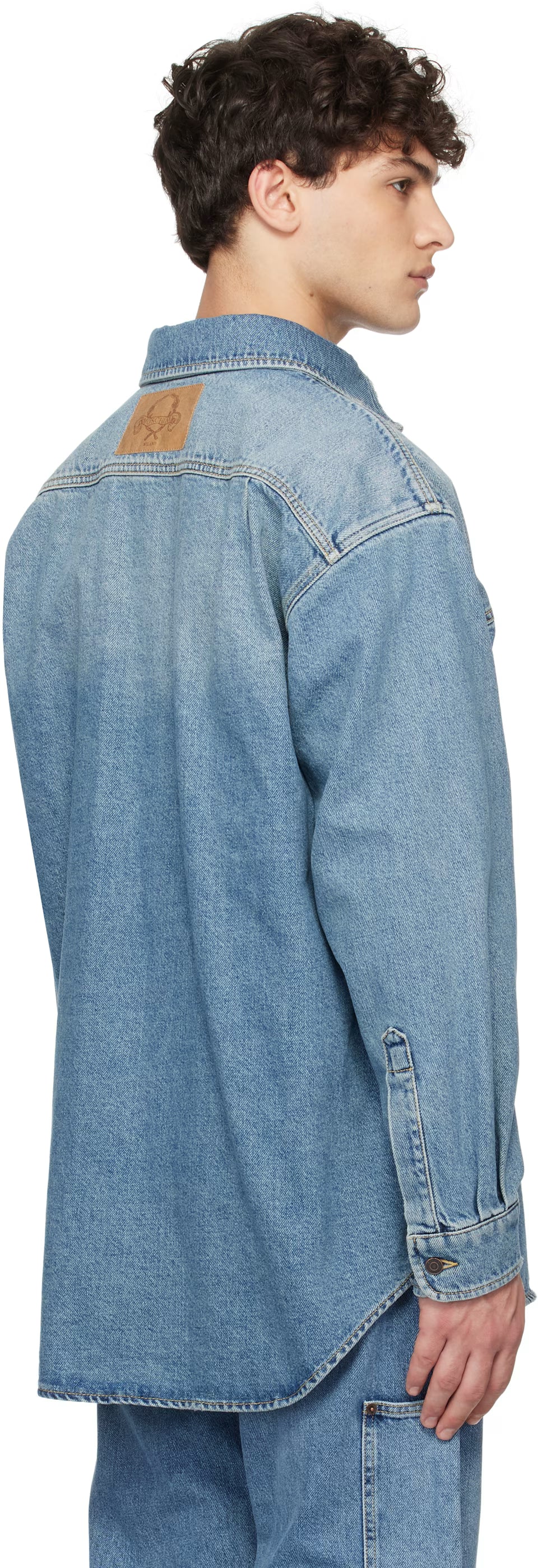 Blue Laurel Crown Emblem Denim Shirt
