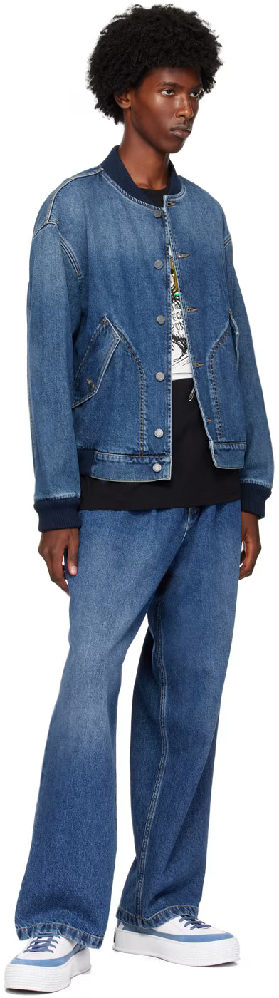 Blue Pleated Jeans