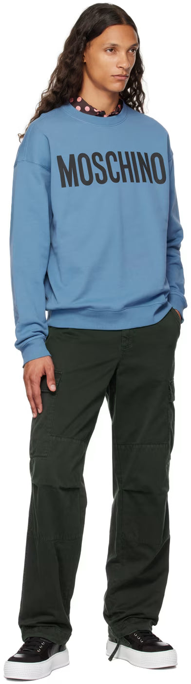 Blue Printed-Logo Sweatshirt