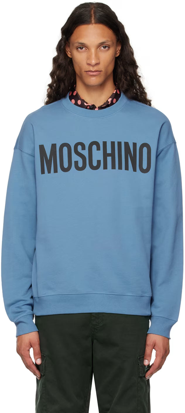Blue Printed-Logo Sweatshirt