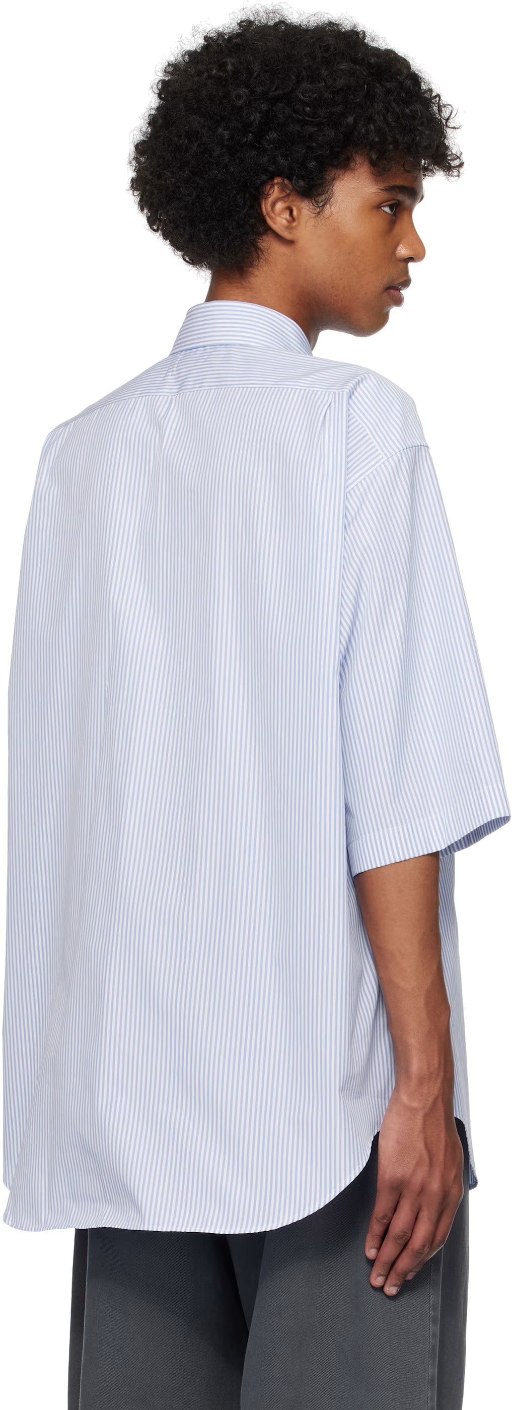 Blue Striped Cuff Details Shirt