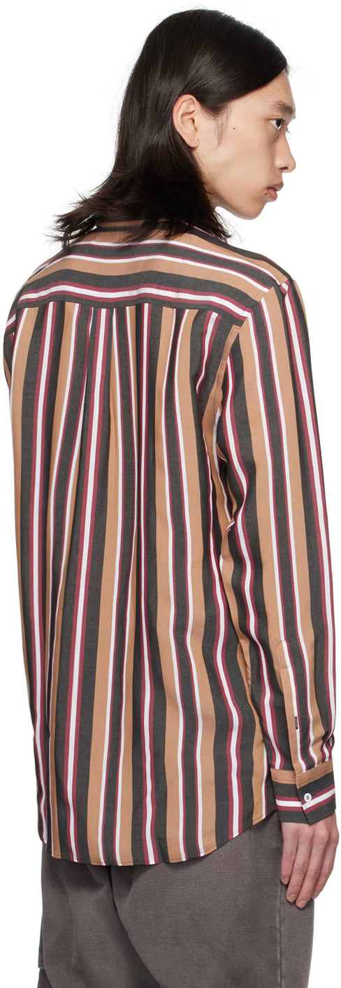 Brown Striped Teddy Patch Shirt