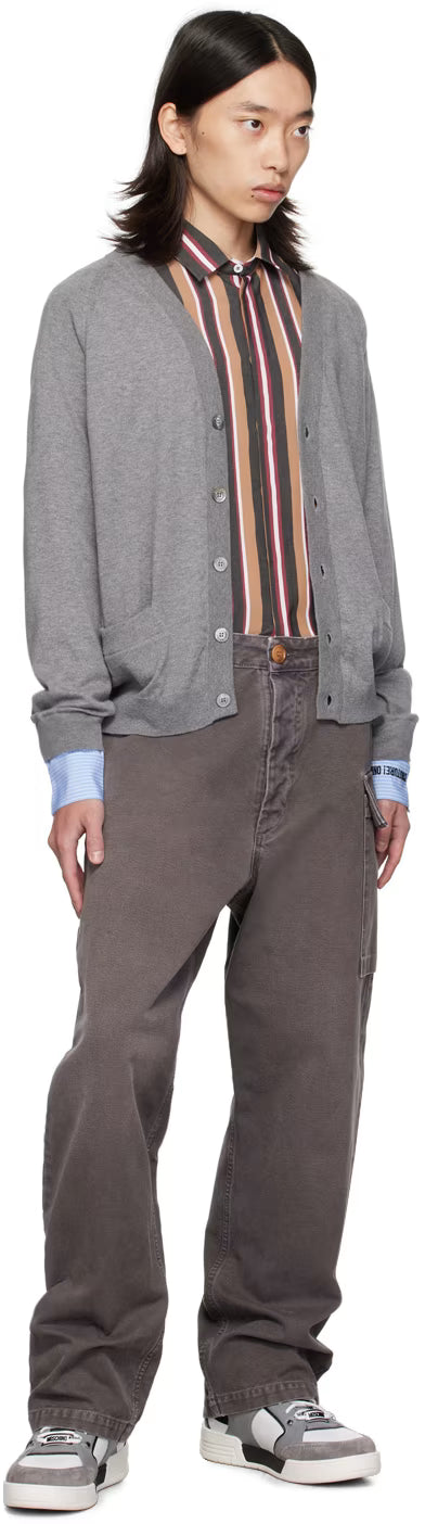 Brown Striped Teddy Patch Shirt
