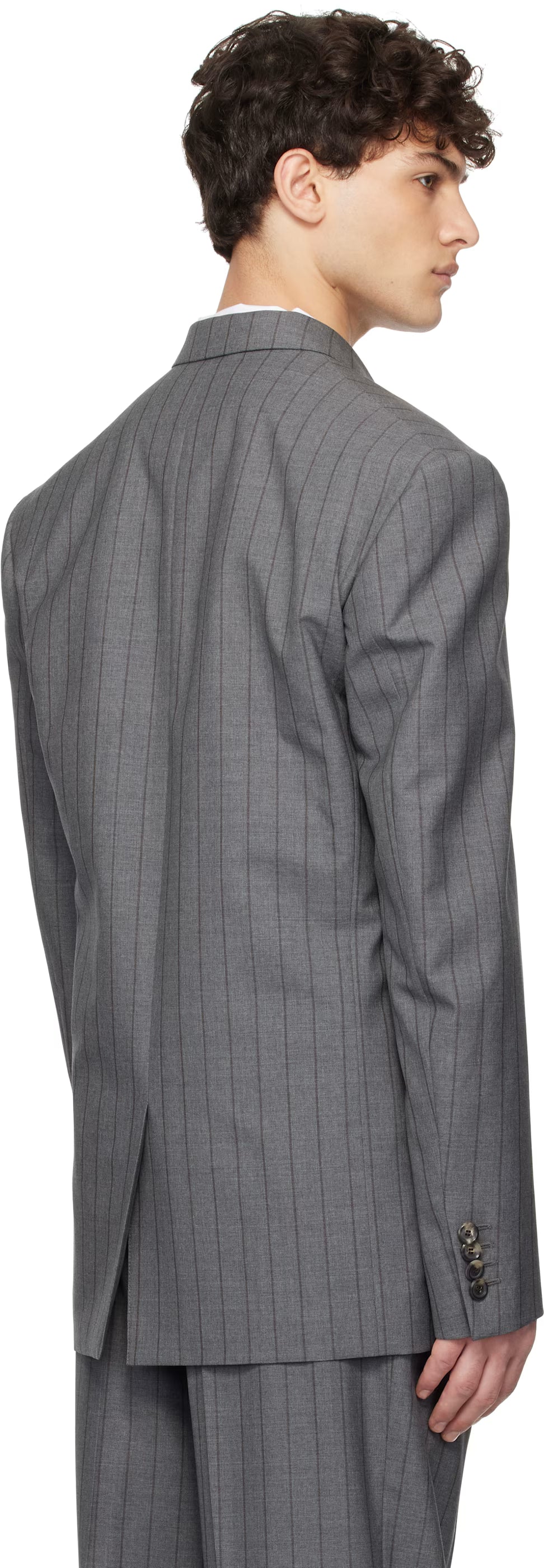 Gray Wool Pinstripe Blazer