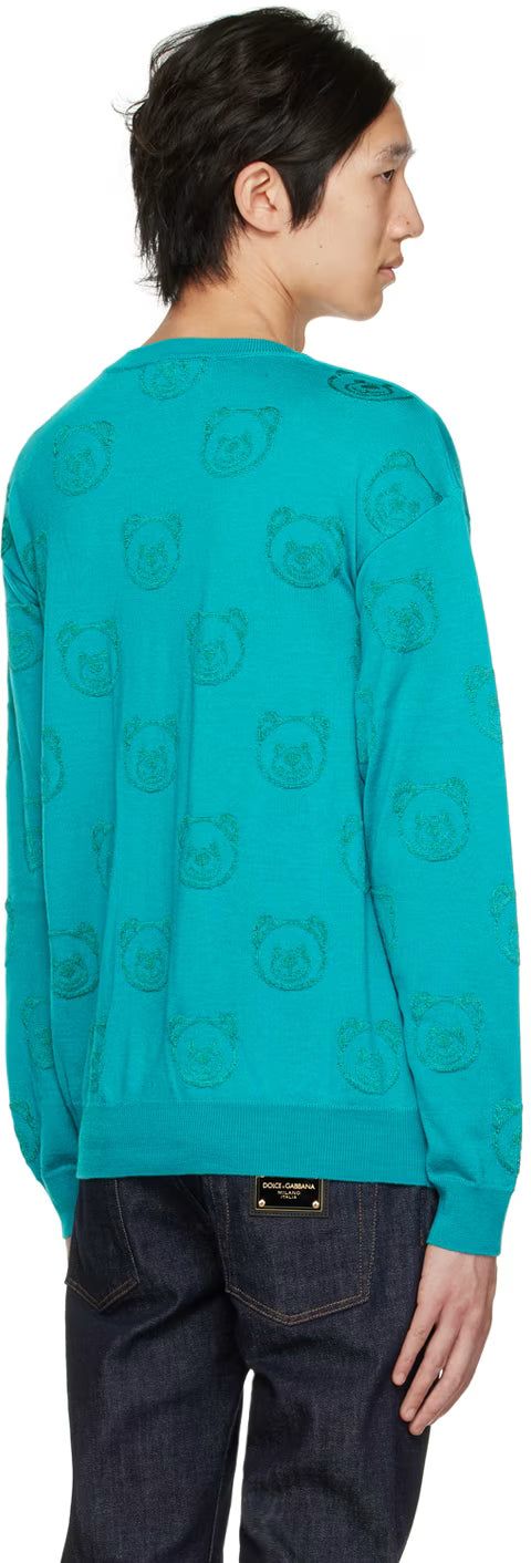 Green Allover Teddy Sweater