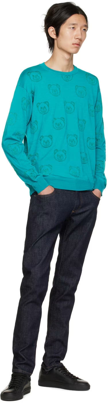 Green Allover Teddy Sweater