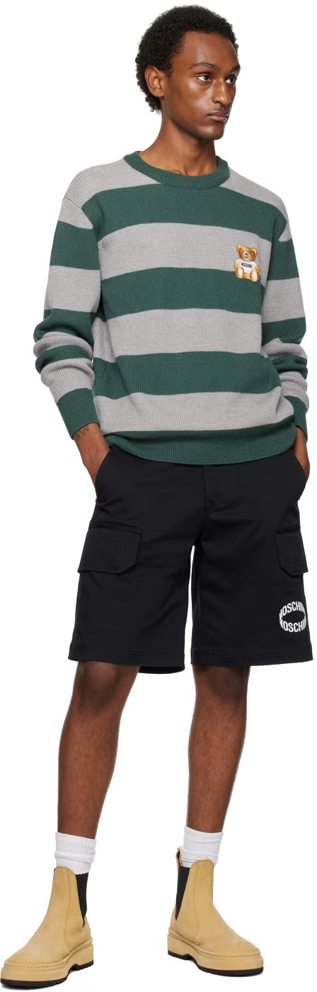 Green & Gray Teddy Patch Sweater