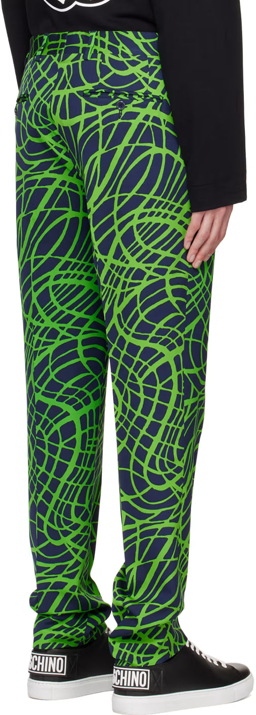 Navy & Green Wave Line Trousers