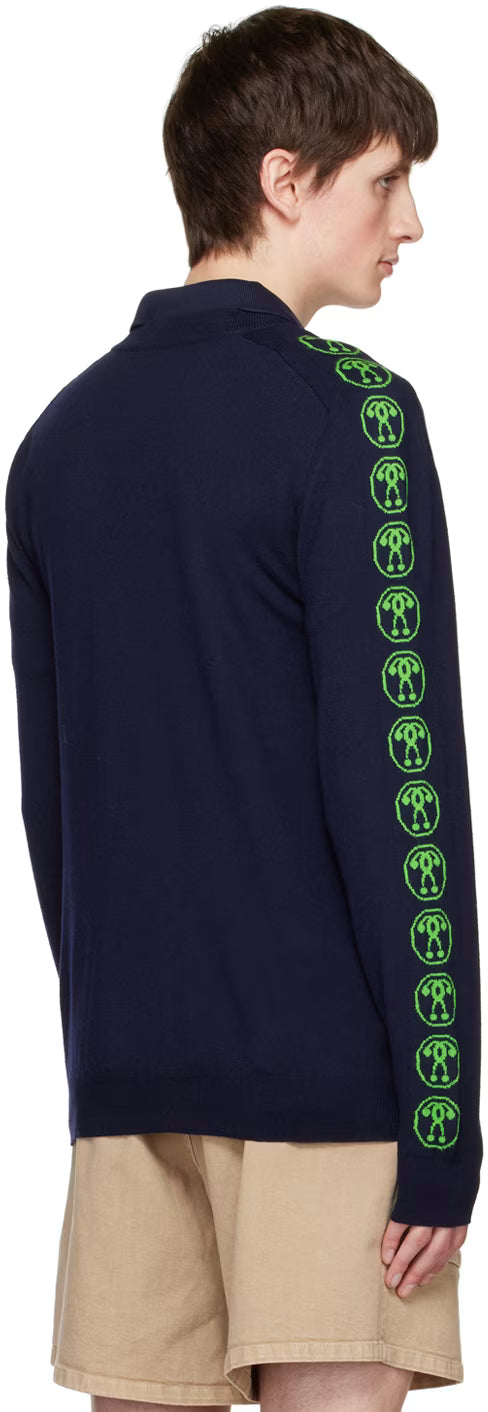 Navy Double Question Mark Cardigan