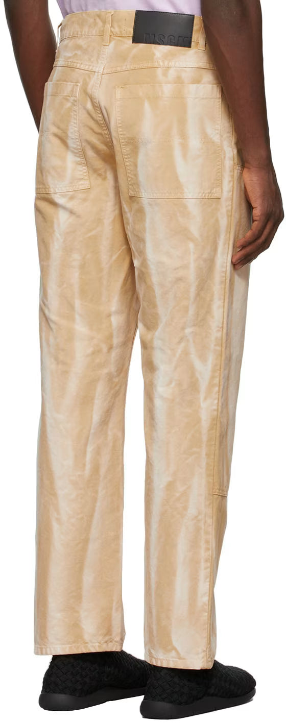 Beige Tie-Dye Denim Pants