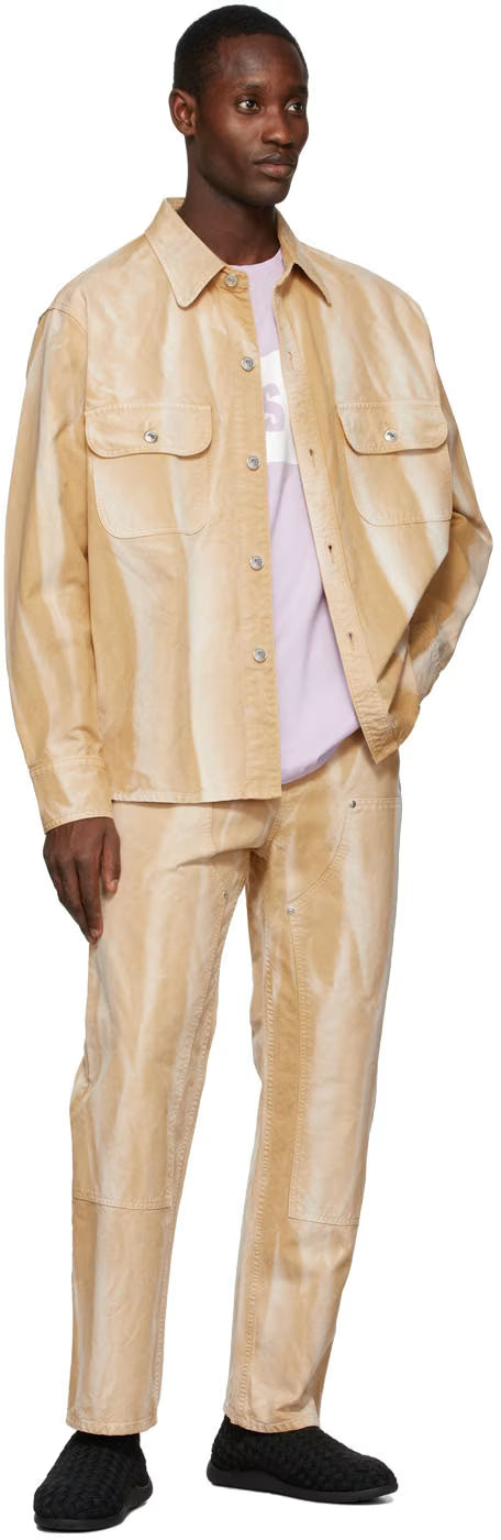 Beige Tie-Dye Denim Pants