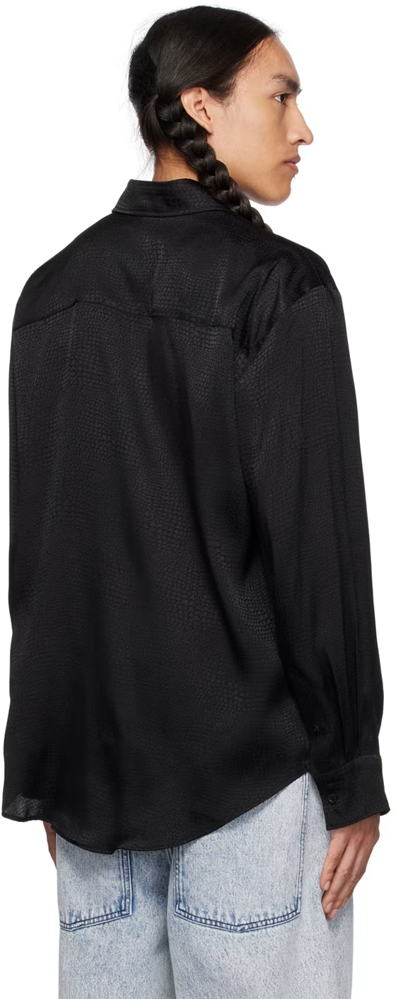 Black Spread Collar Shirt