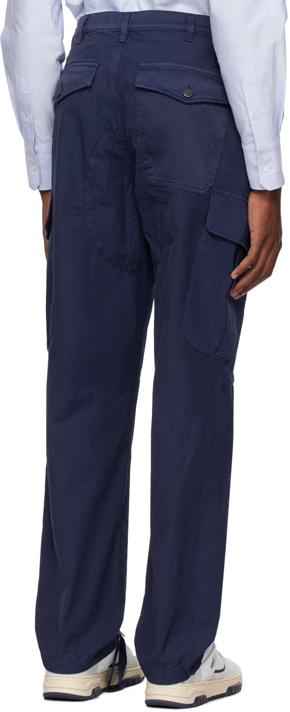 Blue Paneled Cargo Pants