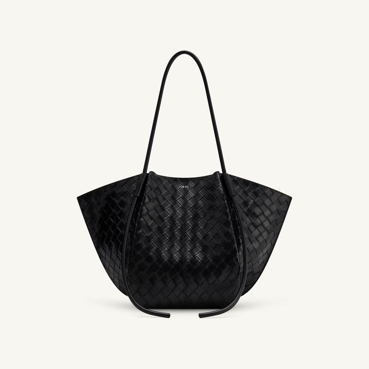 Nala Wide Weave Texture Tote Bag - Black
