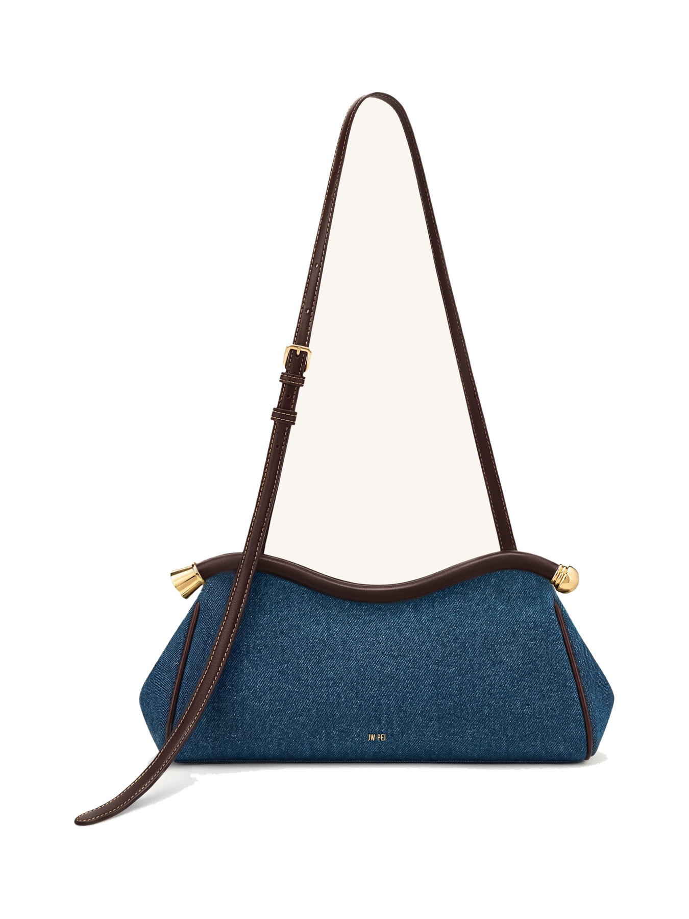 Naomi Curved Shoulder Bag - Blue Denim