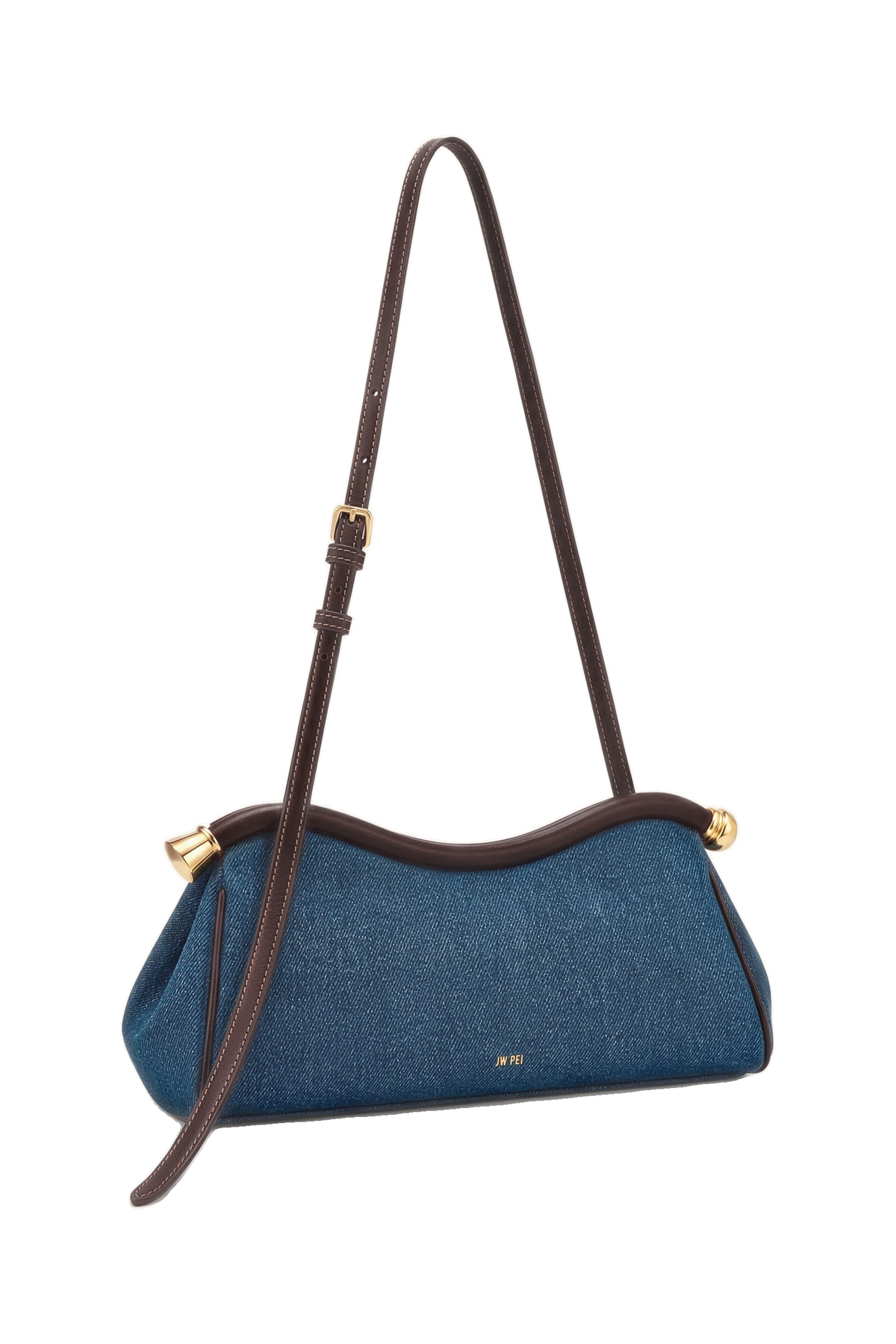 Naomi Curved Shoulder Bag - Blue Denim