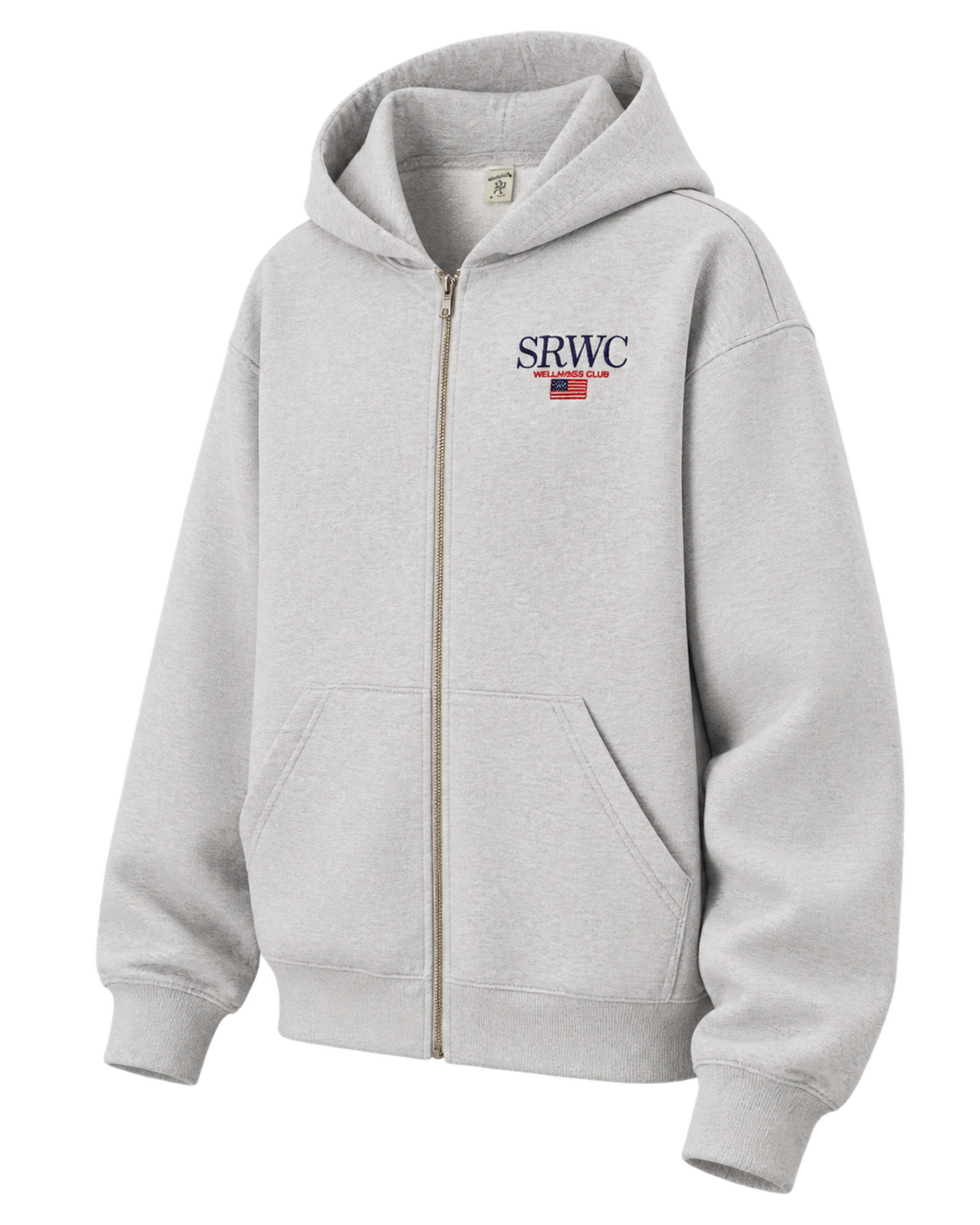 Nautical Embroidered Zip Hoodie - Heather Gray/Navy