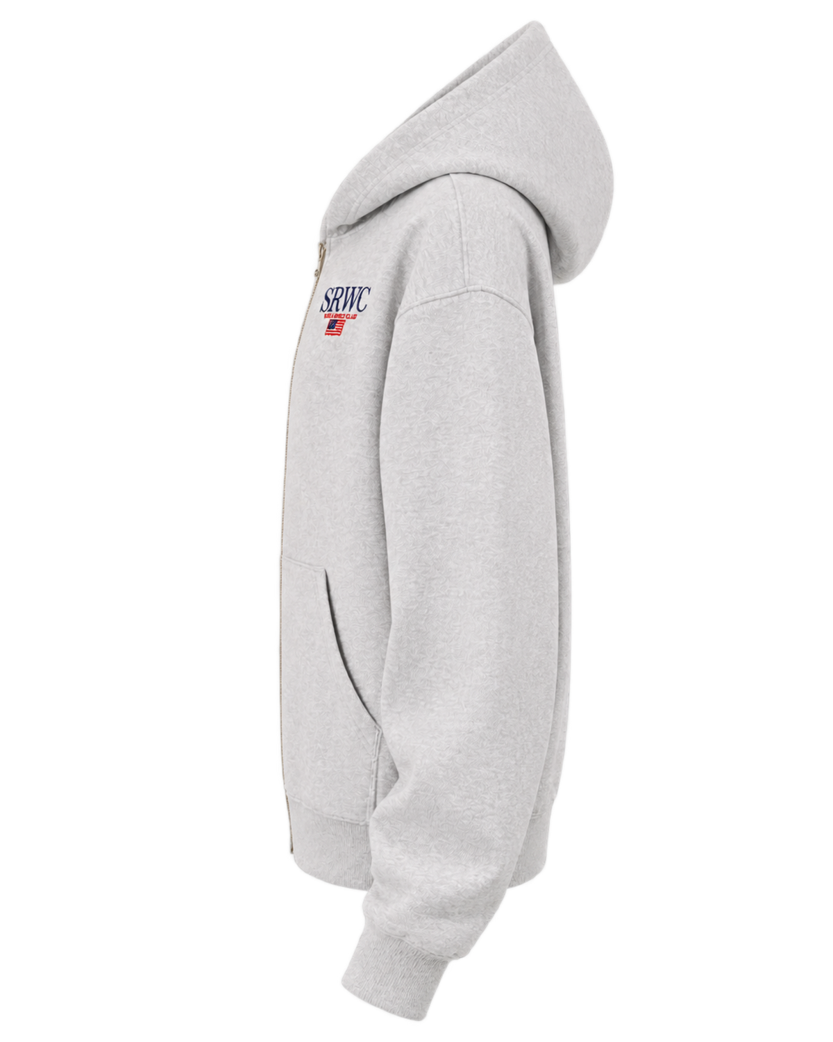 Nautical Embroidered Zip Hoodie - Heather Gray/Navy
