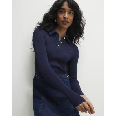 Navy Denim Knit Hybrid Mini Dress