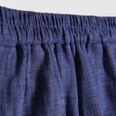 Navy Linen Look Elasticated Short