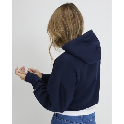 Navy Long Sleeve Ohio Cropped Hoodie