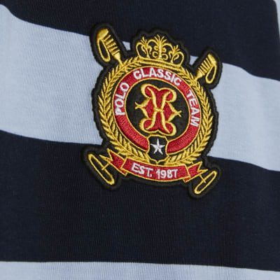 Navy Long Sleeve Striped Rugby Top