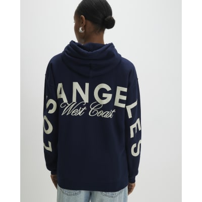 Navy Los Angeles Back Print Hoodie