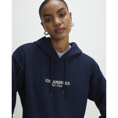 Navy Los Angeles Back Print Hoodie