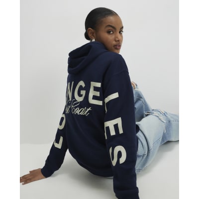 Navy Los Angeles Back Print Hoodie