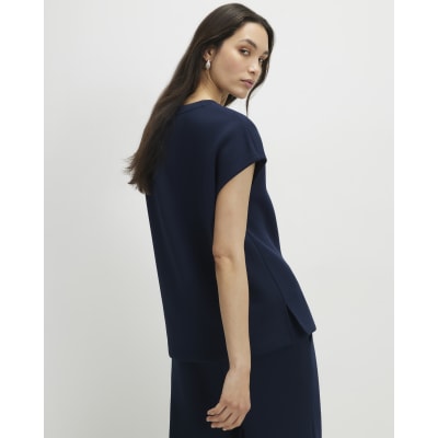 Navy Premium Twill Short Sleeve Top