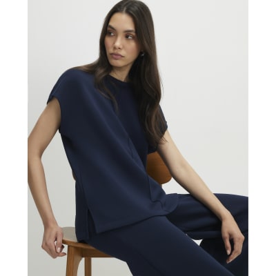 Navy Premium Twill Short Sleeve Top