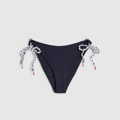 Navy Rope Trim Bikini Bottoms