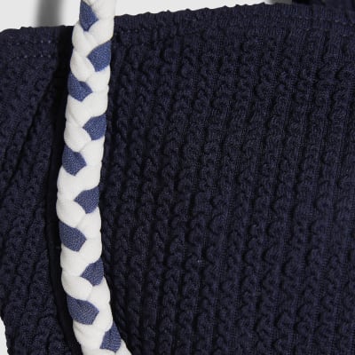 Navy Rope Trim Bikini Top