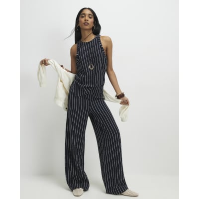 Navy Sleeveless Stripe Top