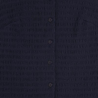 Navy Sleeveless Textured Button Through Top