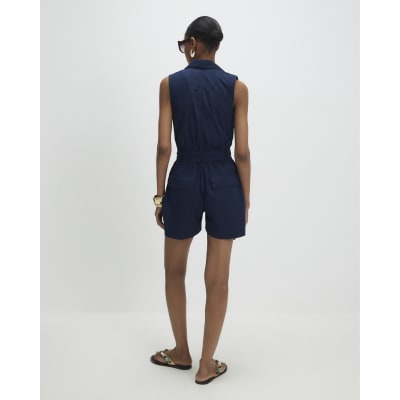 Navy Sleeveless Utility Playsuit