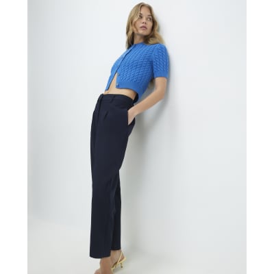 Navy Straight Leg Trousers