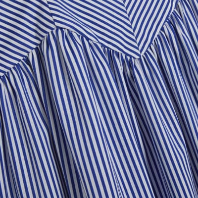 Navy V Neck Stripe Midi Dress