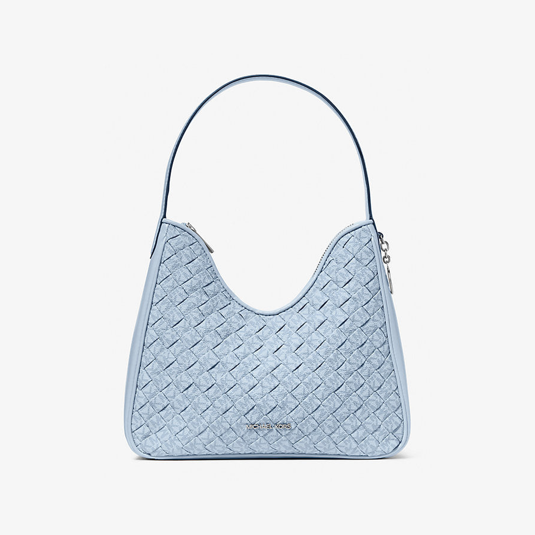 Nayla Small Woven Signature Logo Hobo Shoulder Bag
