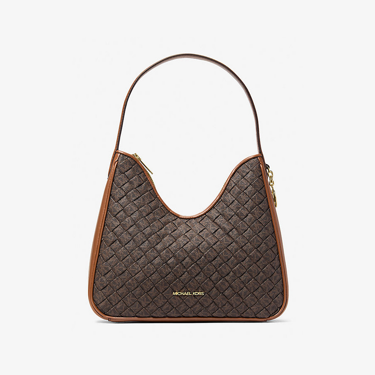 Nayla Small Woven Signature Logo Hobo Shoulder Bag