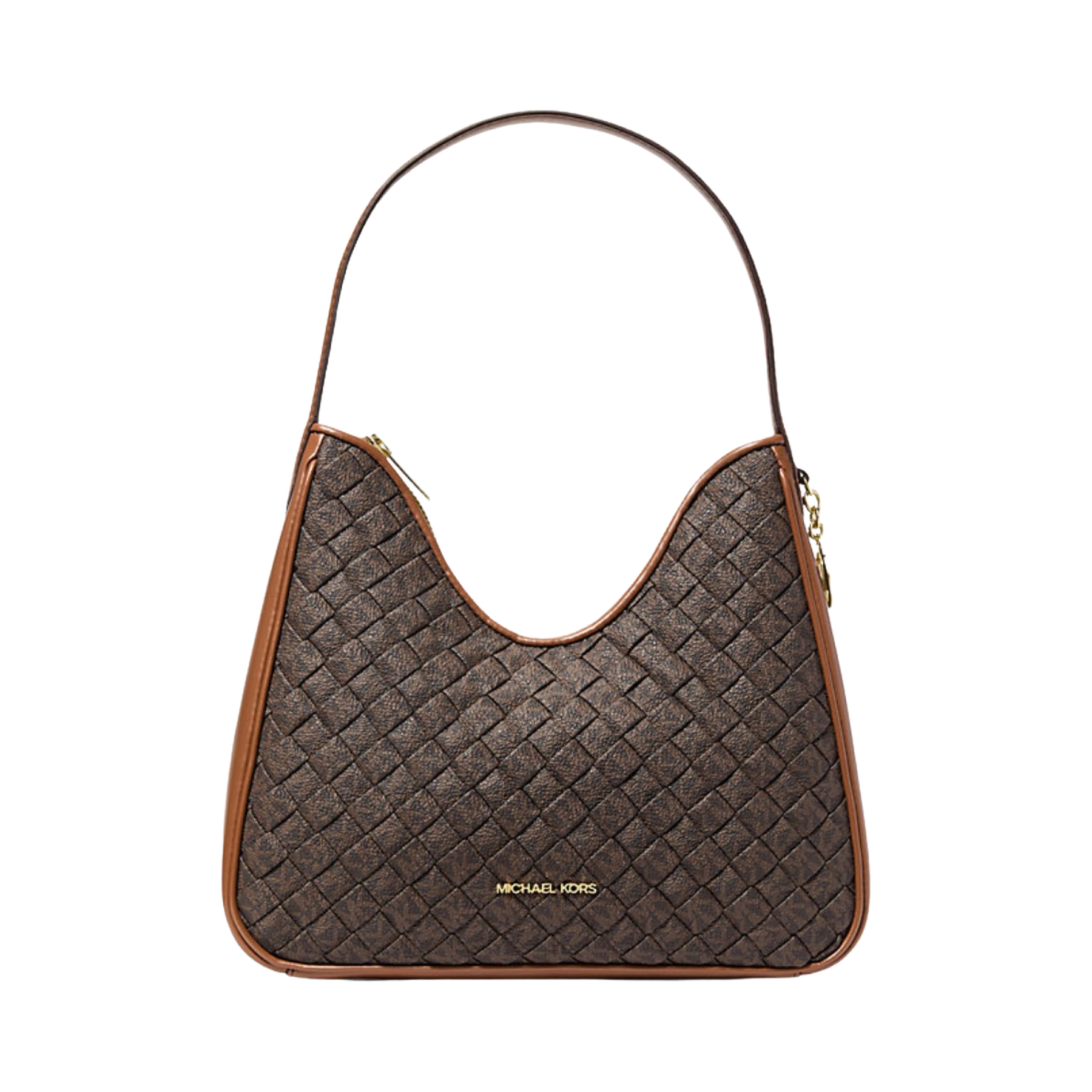 Nayla Small Woven Signature Logo Hobo Shoulder Bag